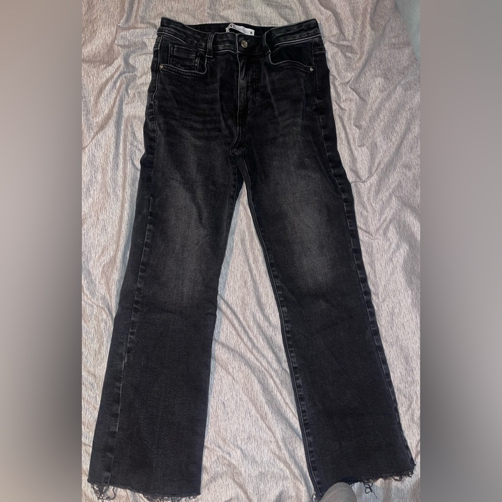 Zara Black Stretch High Waist Denim Sz 38/6- Never Worn